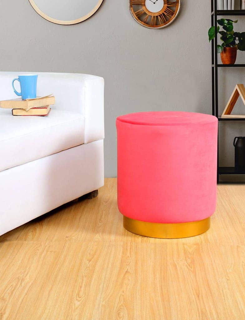 ShadowKart Sitting Stool Ottoman Pouffes for Living Room Sitting Bench Furniture Wooden Footrest Pouf Seat Puffy Foam Small Foot Stool for Office Home Decor, 16x16x18 Inch