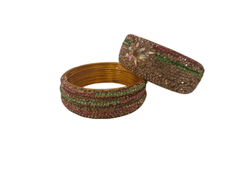 Indian Traditional Gold Plated Kundan Bangles Set for Women