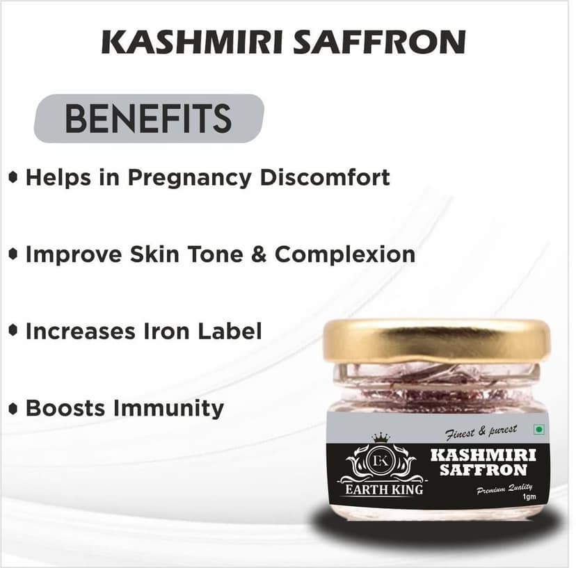 EARTH KING A++ Grade Pure & Natural Kashmiri Saffron Threads |Original Kesar| Kesar/Keshar/Zafran/Jafran for Pregnant Women � 2GM (Combo Pack) view 3