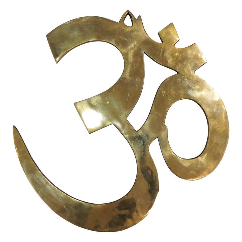 Brass Om Symbol Statue | Spiritual Home Decor Showpiece, Height : 0.5 Inch (FMAS371 T) view 2