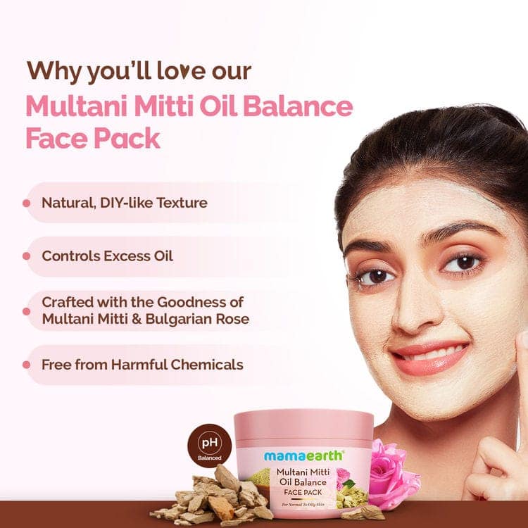 Mamaearth Multani Mitti Oil Balance Face Pack Controls Oil, Minimizes Pores & Gives Radiant Skin (200g) view 6