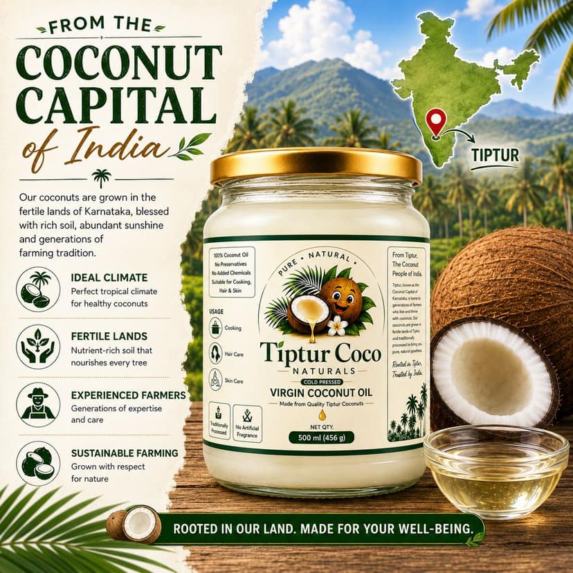Tiptur Coco Naturals Virgin Coconut Oil, Cold Pressed, 500 ml | Keto Friendly view 4