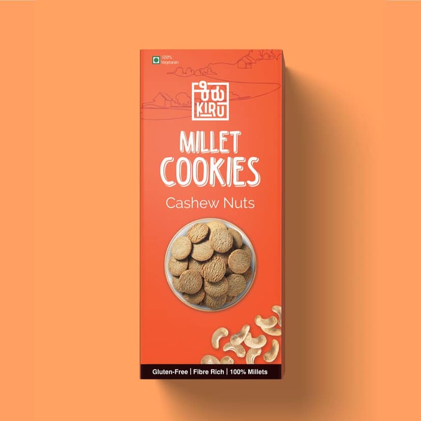 Kiru Millet Cashew Nut Cookies | Pack of 5 | Millet Cookies | Millet Biscuits | Cashew Cookies | Gluten Free Biscuits | Digestive Biscuits | Millet Snacks | Biscuits For Kids | Biscuits for Adults view 2