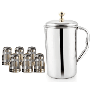 SHINI LIFESTYLE Stainless Steel Jug Set or steel Glass set, Water Jug, juice glass set
