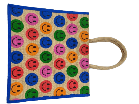 Smiley Face Jute Tote Bag view 3