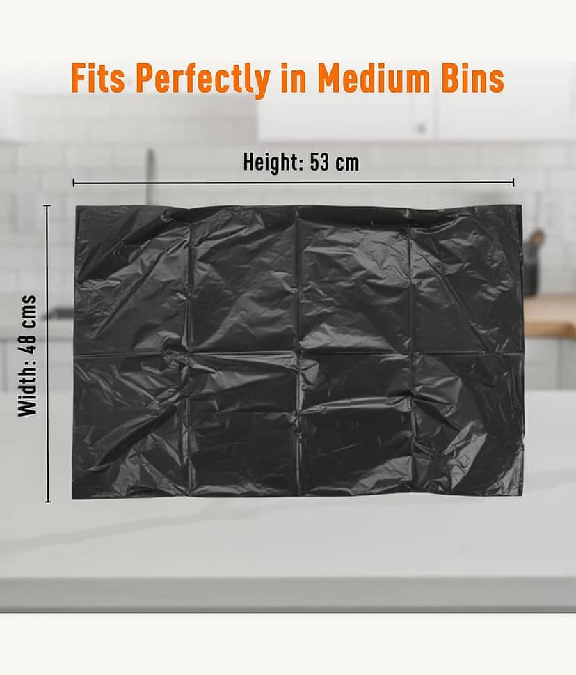 DHSMART Garbage Bags | Medium | 180 Count | 30 Bags X 6 Rolls | 19 X 21 Inches | For Dry & Wet Waste | Black view 2