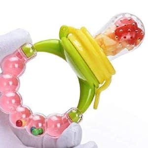 Baby Fruit & Food Feeder Pacifier with Rattle Handle – Silicone Nibbler Teether for Safe Weaning