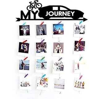 Khush Its Amazing Wood My Journey Hanging Photo Display, DIY Picture Photo Frame Collage Set Includes Multi colour Clips view 2
