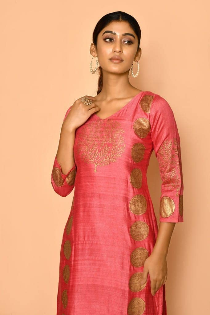 Ruby Handloom cotton silk kurta for women view 3