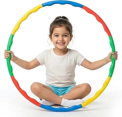 Kidsmate Adjustable Hula Hoop for Kids & Adults|Lightweight Detachable 8-Piece Interlocking Ring for Fitness, Balance & Coordination|Fun Exercise Toy, Indoor & Outdoor Play - Multicolor view 2