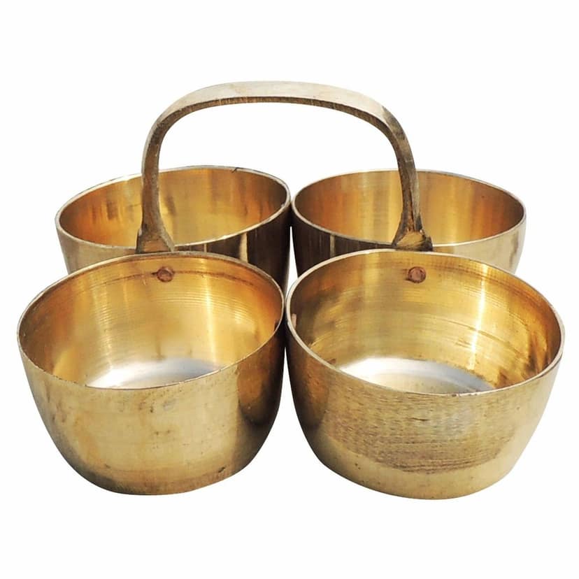 Brass Chokta Small 4 Bowl Combined (ZMAS142 D) view 4