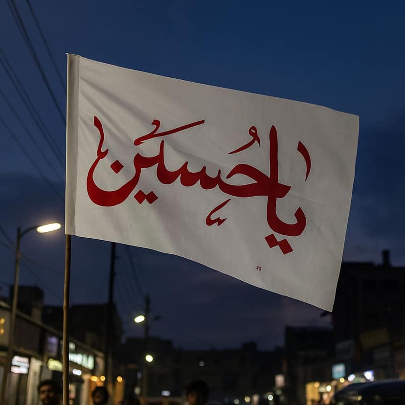 Ya Hussain (a.s) Flag Square Hand Flag view 2