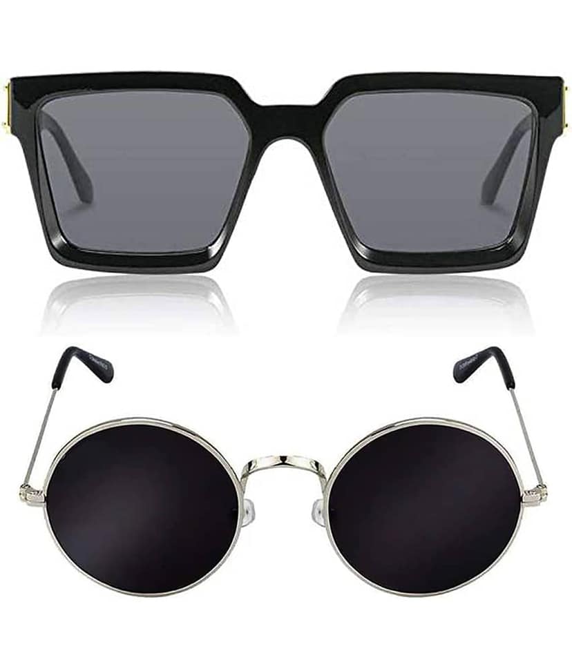 Kanny Devis - Black Rectangular Sunglasses ( Pack of 2 )