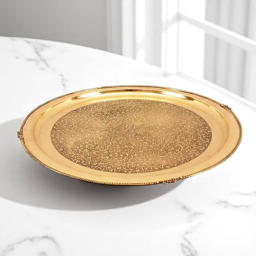 Brass Thali Embose (BCMAS166 C) view 3
