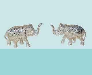 Silver Metal Elephant Centrepiece Set