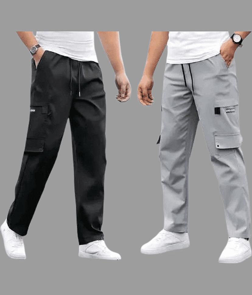 AGRAYYANA Black Lycra Men's Trackpants ( Pack of 2 )