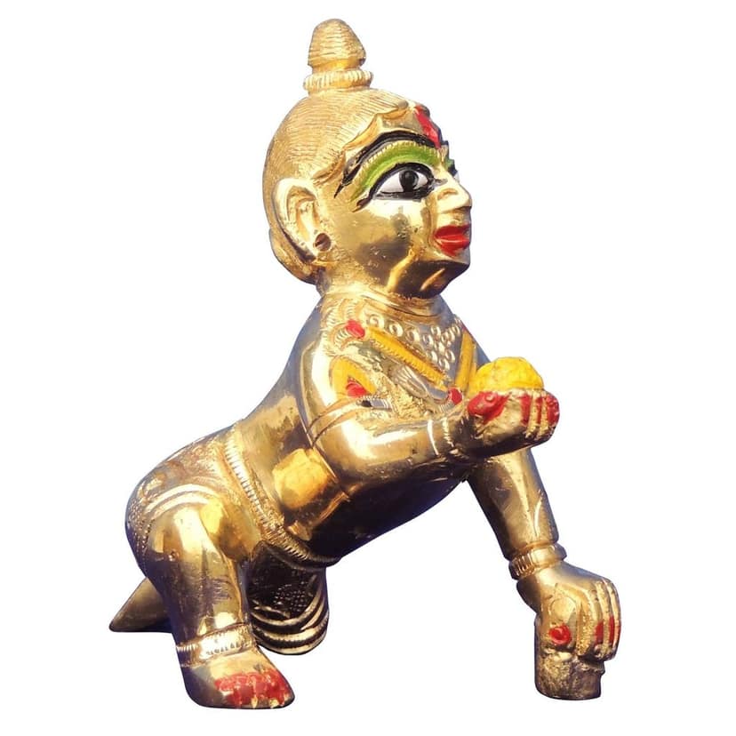 Handcrafted Brass Laddu Gopal Idol Statue - Temple Decor, Height : 3 Inch (BSMAS1300 C) view 2