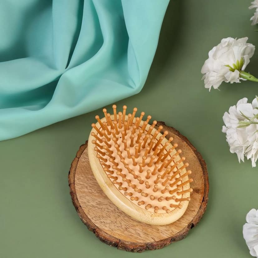 Careberry's Bamboo Bliss Mini Hairbrush | Detangling Brush view 4