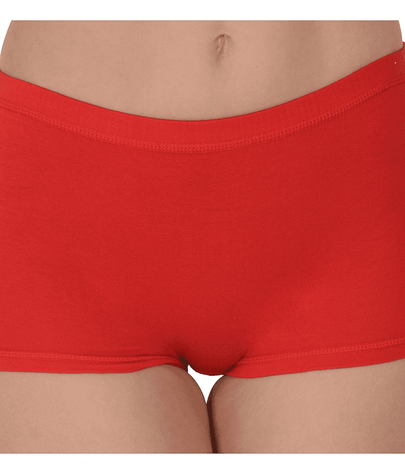 Leading Lady Pack of 2 Cotton Solid Women's Boy Shorts ( Red ) view 2