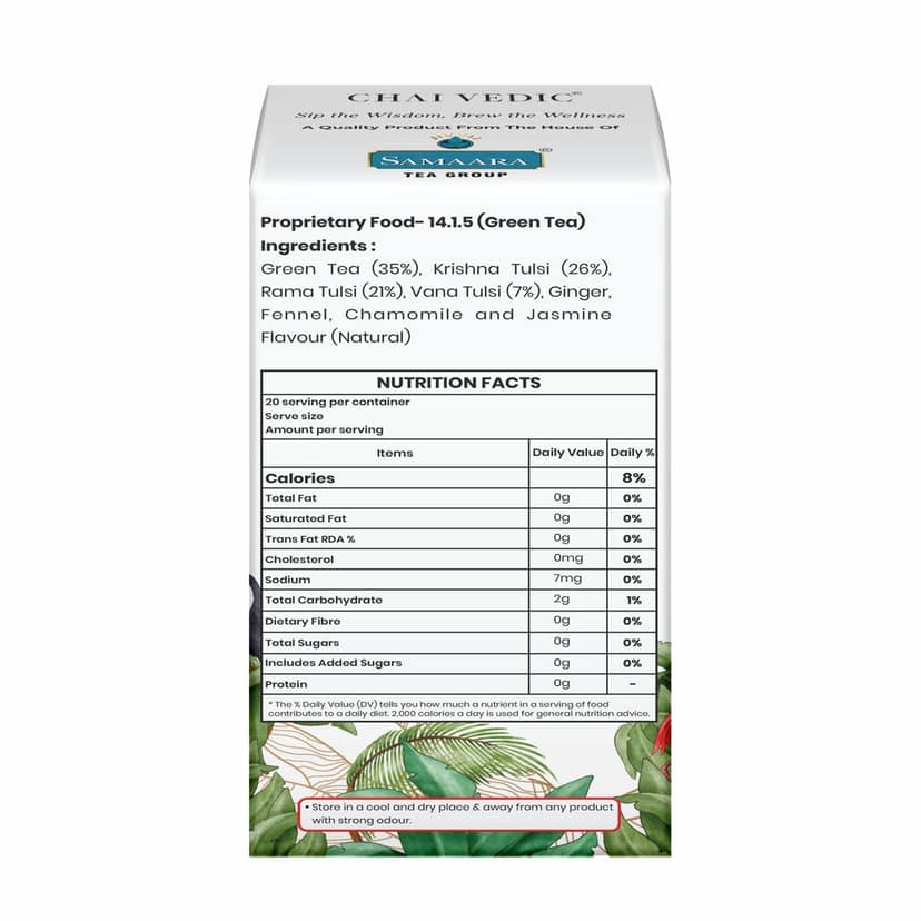 Chai Vedic Tea | Tulsi Green Tea Jasmine | Tulsi Tea | Green Tea | Tea Bags | Tea Powder view 4