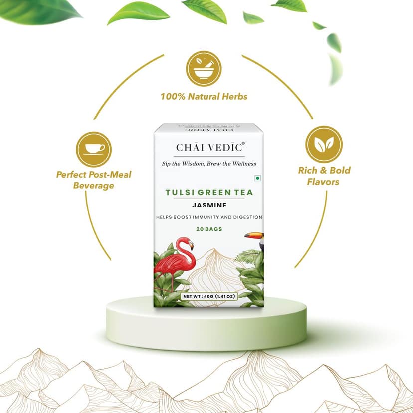 Chai Vedic Tea | Tulsi Green Tea Jasmine | Tulsi Tea | Green Tea | Tea Bags | Tea Powder view 7