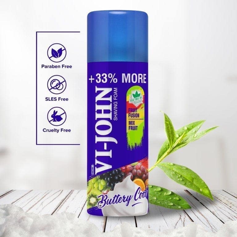 VI-JOHN Fruit Fusion Shaving Foam With Fruit Extract & Tea Tree Oil - 400 GM (Pack Of 2 - 800 GM) view 4