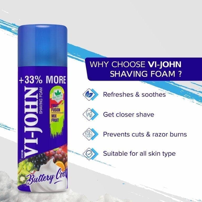 VI-JOHN Fruit Fusion Shaving Foam With Fruit Extract & Tea Tree Oil - 400 GM (Pack Of 2 - 800 GM) view 5