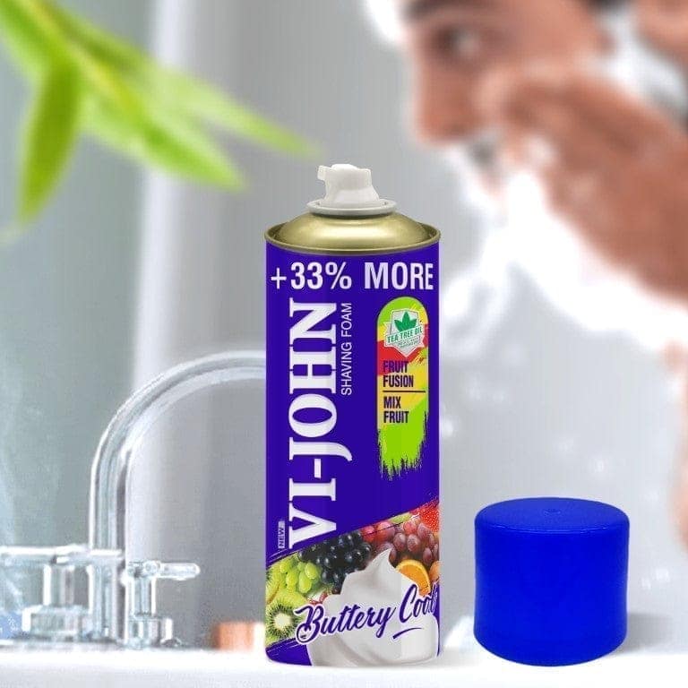VI-JOHN Fruit Fusion Shaving Foam With Fruit Extract & Tea Tree Oil - 400 GM (Pack Of 2 - 800 GM) view 8
