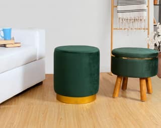 ShadowKart Ottoman Pouffes Sitting Stool for Living Room Furniture Wooden Footstools Puff Mudda Footrest Pouff for Office Home Decor, Combo