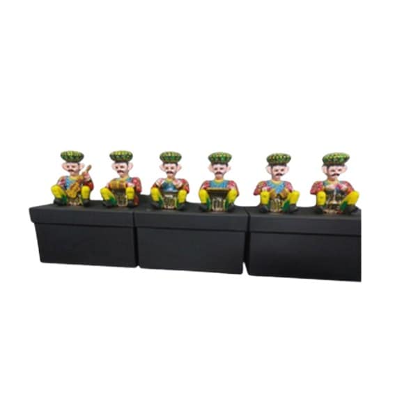 Rajasthani Wooden Bawla Musician Set Multicolored 5 inches