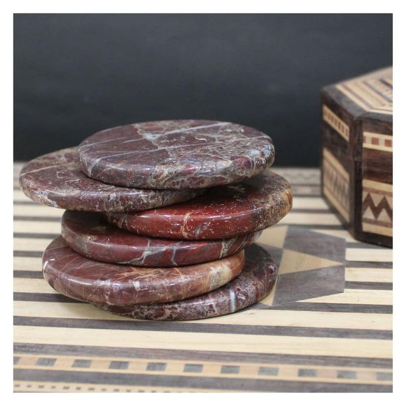 Garvi Gurjari (A Gujarat Govt Enterprise) Handmade Agate Stone Tea Coaster (Set of 6) (GGCATC03)