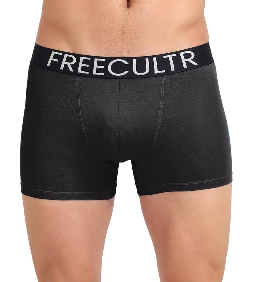 Freecultr Men's Underwear Organic Cotton (Ultrasoft Waistband) Premium Snug-Fit Trunk Pack of 1-Black