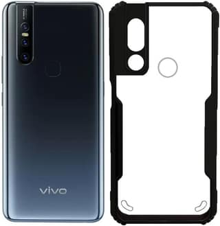 PLUGTECH Slim Shockproof Case | Matte Black Soft | Drop Protection | Precise Cutouts | Premium Mobile Cover for Vivo V15