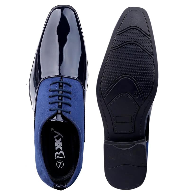 Bxxy's Faux Leather Semi Suede Classic Party Wear Lace-up Shoes for Men view 6