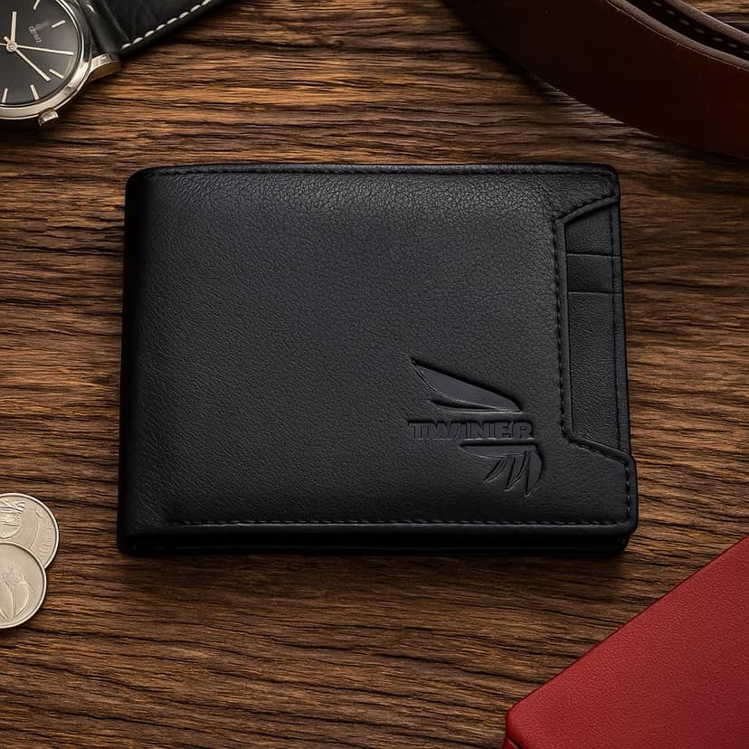 Twiner RFID Protected Genuine Leather Wallet, Black, Slim Design with Removable Card Holder view 3