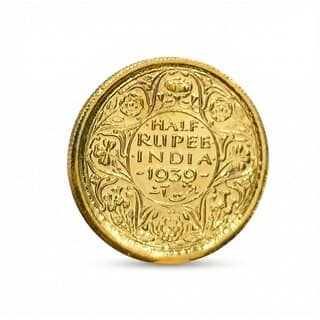 Half Rupee 1939 King George VI, British India Gold-plated Fantasy Coin Variant