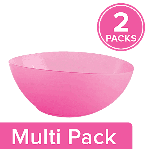 Princeware Microwaveable Plastic Multiutility Bowl - Pink, New Coral, L2273 PK, 2 x 1.36 L Multipack
