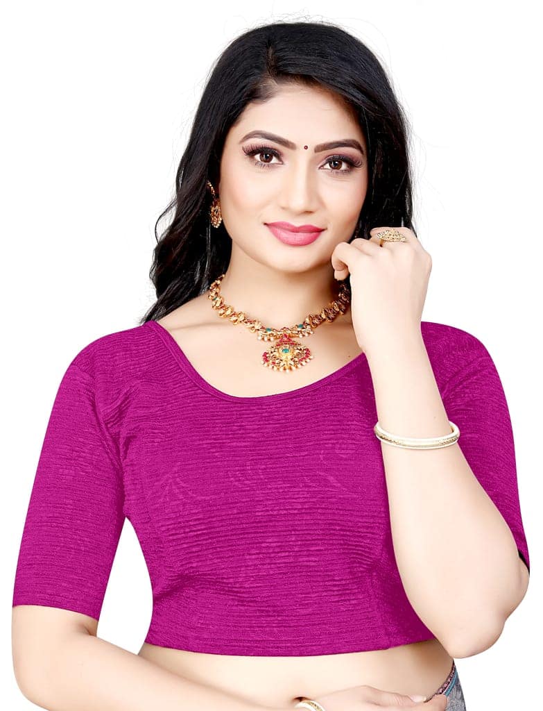 Round Neck Elbow Size Stretchable Blouse For Woman view 3