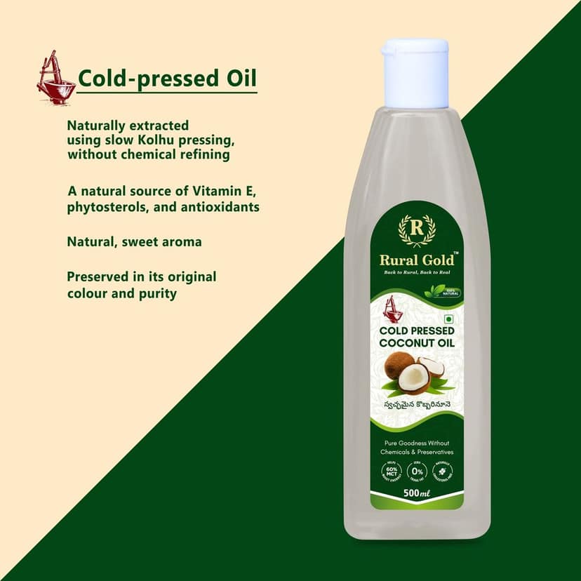 100% Pure Cold Pressed Coconut Oil - 500ml view 3
