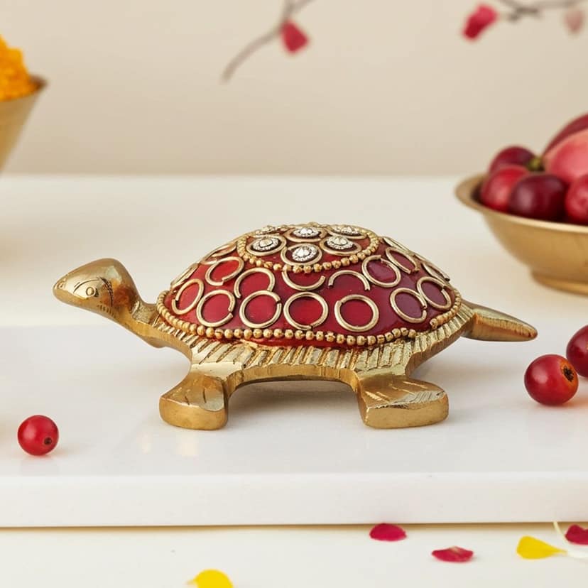Brass Showpiece Red Tortoise, Turtle (ANMAS245 C)
