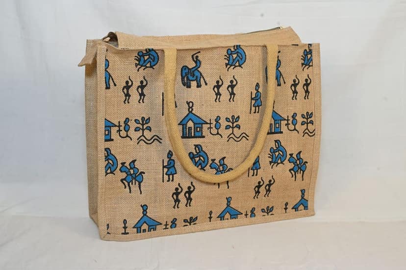 Handcrafted Jute Tote Bag view 2