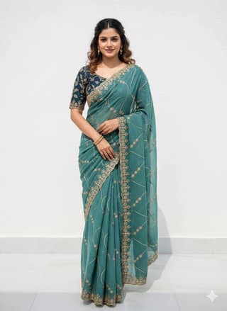Star Georgette Saree with Sequence Work
