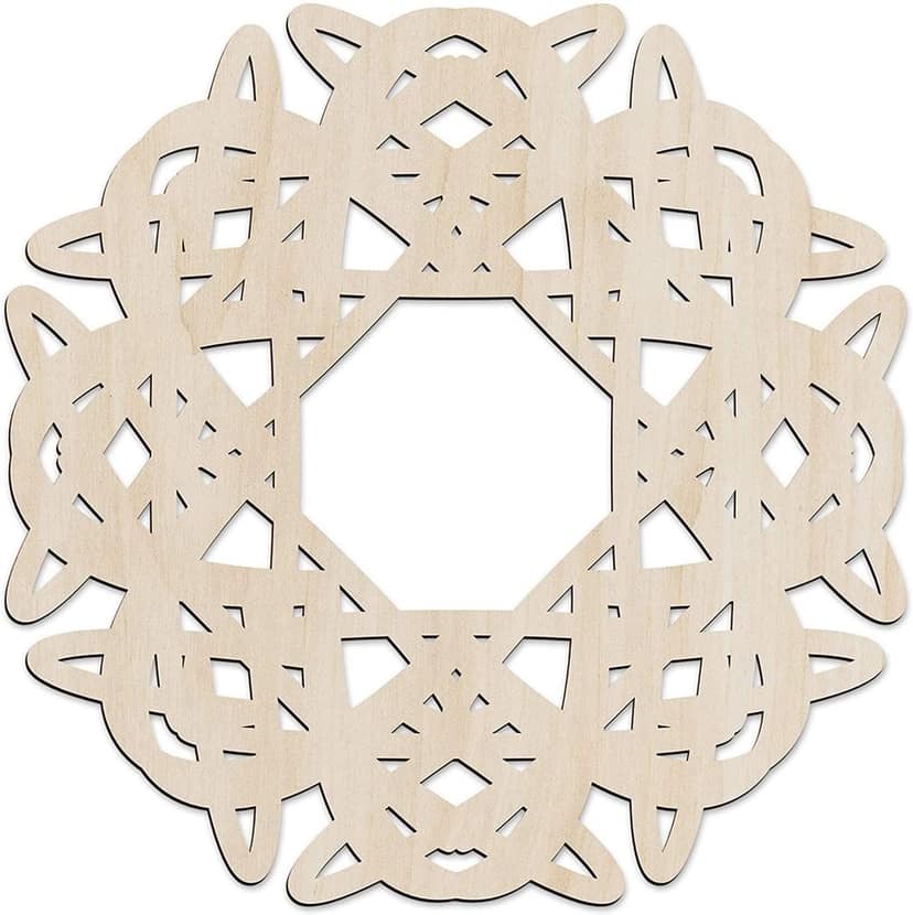 Haoser Mandala Wooden Wall Art, Traditional Star Ornament Polygonal Details, Birch Wood Plywood Rustic Wall Art Accent for Hallway Bedroom Living Room Cafes and Offices (Mandala Design-8_30CM)