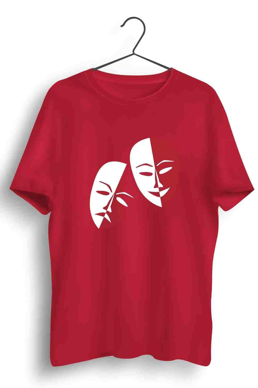 Masked Lives Graphic Printed Mens Round Neck Red Cotton Tshirt