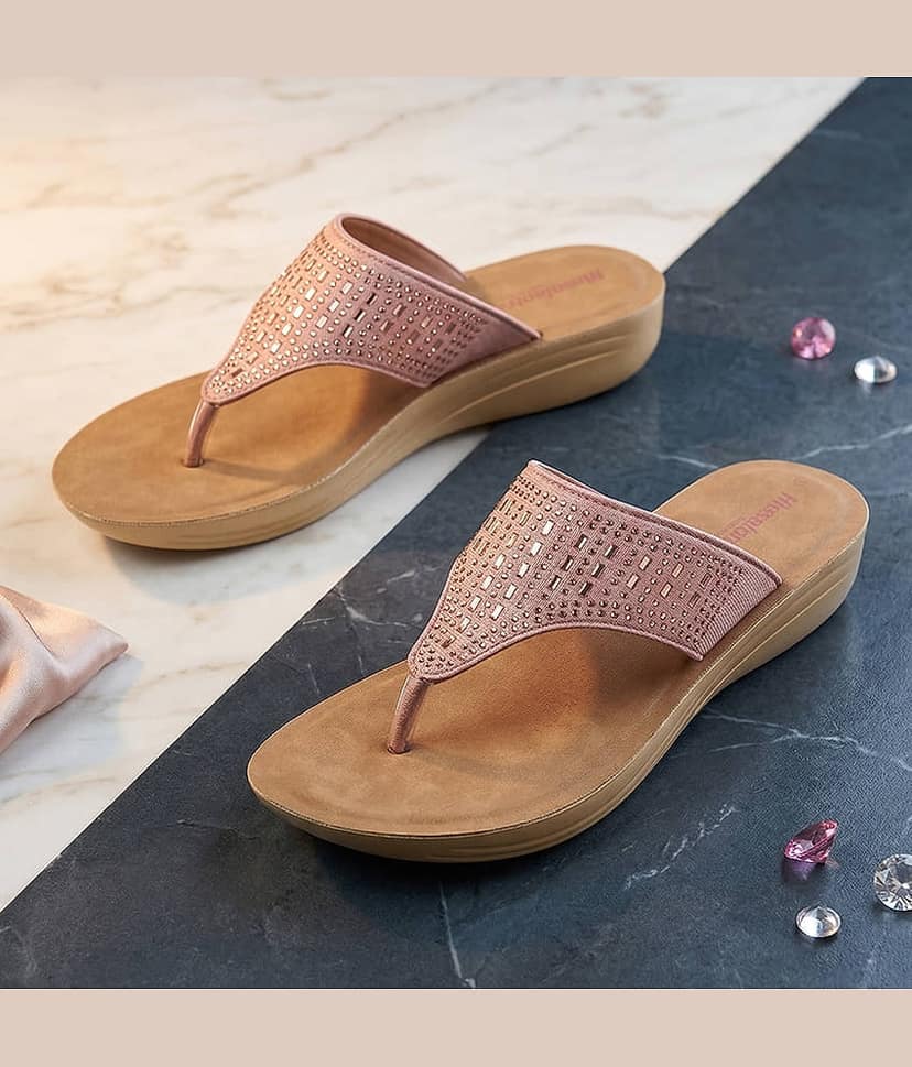 Ajanta EL1015 Pink Women's T-Strap Flats