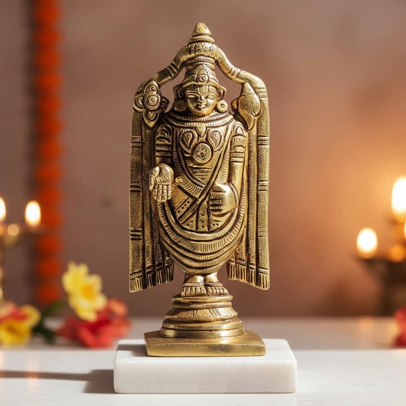 Traditional Brass Tirupati Balaji God Idol, Height : 5.5 Inch (BSMAS1549 C)