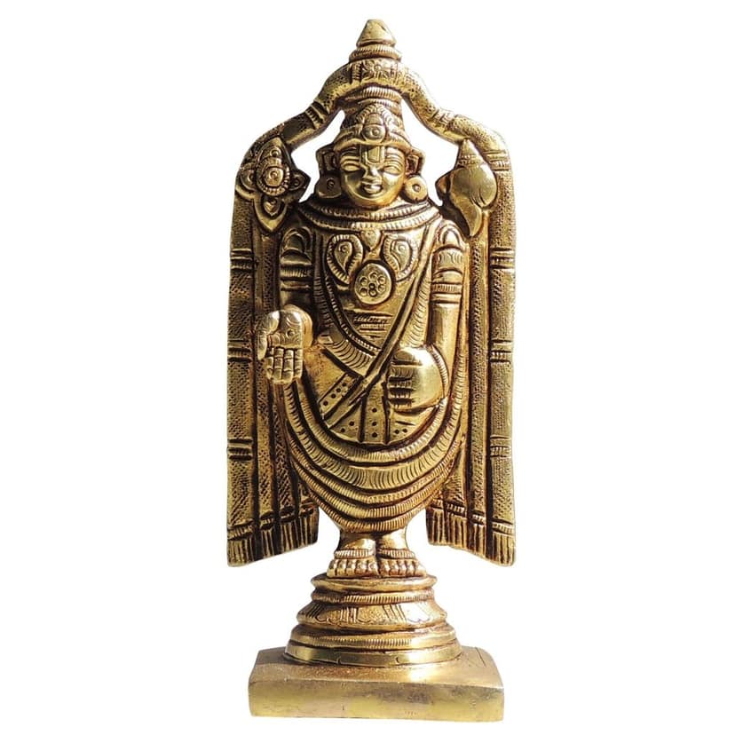 Traditional Brass Tirupati Balaji God Idol, Height : 5.5 Inch (BSMAS1549 C) view 2