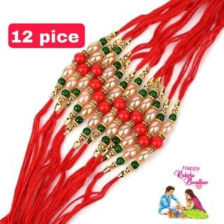 (Pack of 12) CHARKEE Fancy 12 Bhaiya Bhabhi Rakhi (Multicolour)
