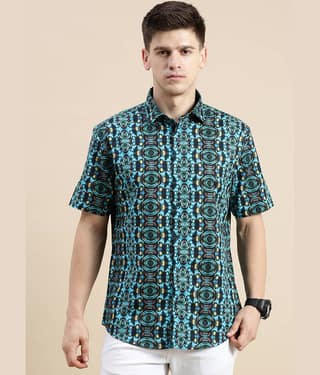 Showoff Cotton Blend Regular Fit Printed Half Sleeves Men's Casual Shirt - Multi ( Pack of 1 )