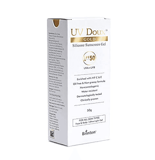 Brinton UV Doux Gold Silicone Sunscreen Gel with SPF 50 PA+++ | Enriched With Vitamin C & E | UVA & UVB Protection | For All Skin Types